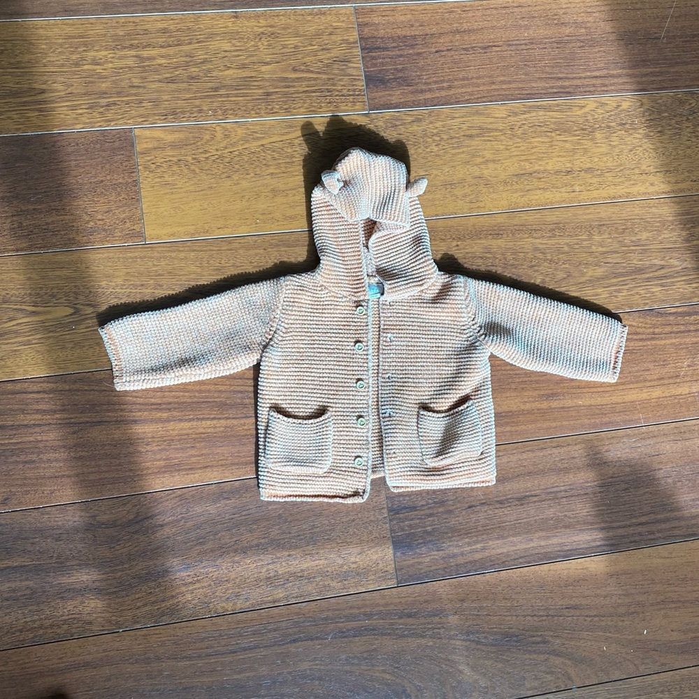 Peek soft peach button up jacket size 12-18 M